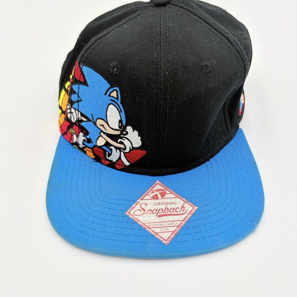 SONIC THE HEDGEHOG Snapback Hat Bioworld OSFA Black Blue Cap